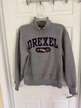 Jansport Drexel University Dragons Quarter Zip Pullover Grey Sweatshirt Small